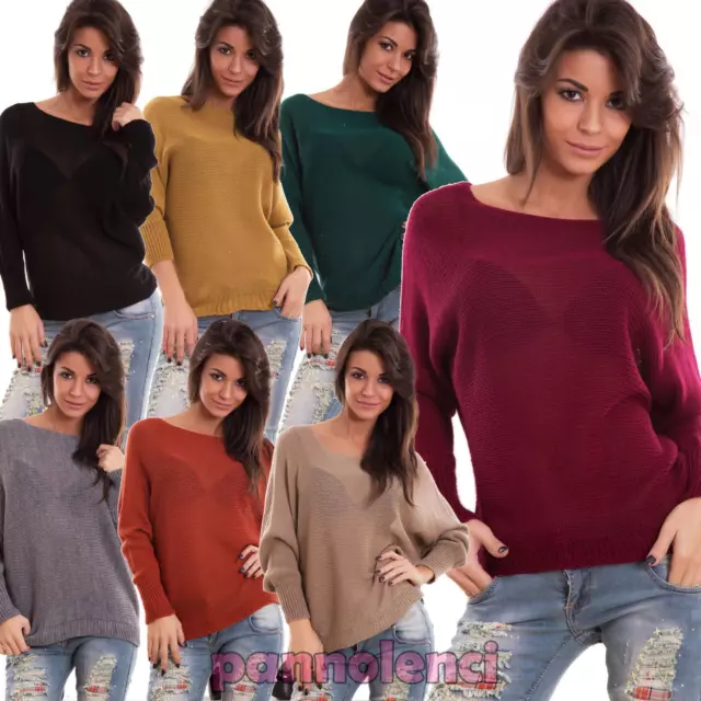 Maglione donna pullover maniche pipistrello maglioncino tricot nuovo AS-2031-1