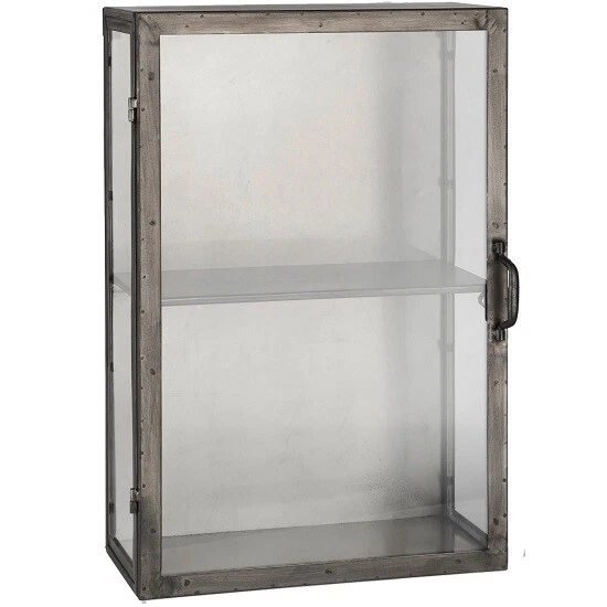 Black metal wall cabinet sales with glass doors