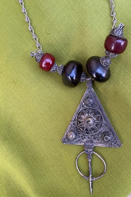 Collier Ancien Perles Fantaisie En Bakélite Marron, Vintage, Sans Marque
