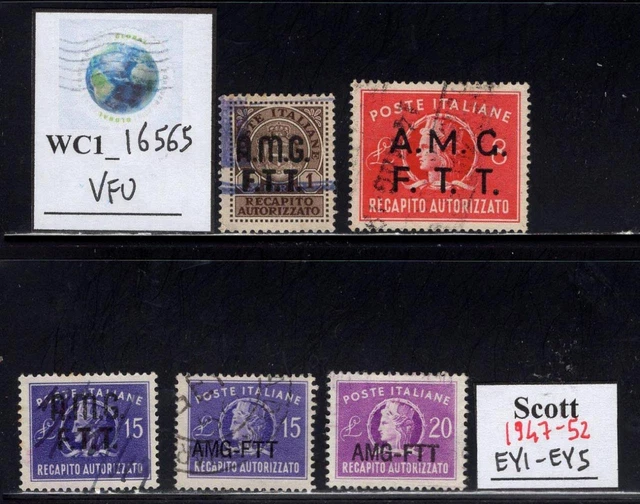WC1_16565. ITALY: TRIESTE AMG FTT 1947-1952 Authorized Delivery. Sc.EY1-EY5.Used
