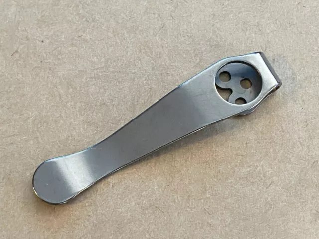 Stone Wash Titanium Deep Carry Pocket Clip For Spyderco PM2 Smock Delica +More