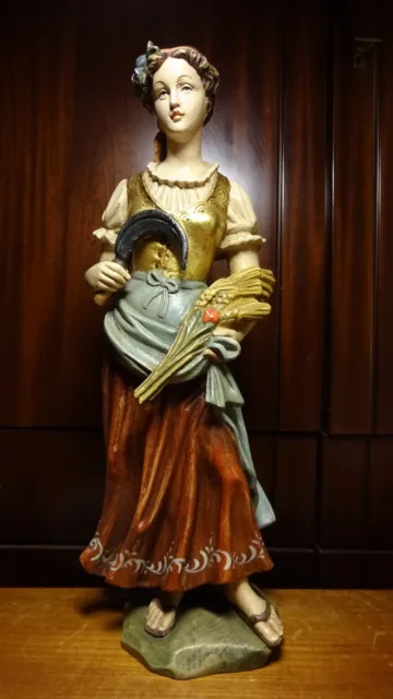 Antique 17" Wood Hand Carved Patron Saint St Notburga Statue Figure Sculpture