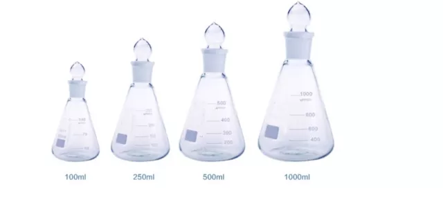 Rocwing Borosilicate Conical Flask + Grounded Glass Stopper Sets Boro 3.3 Lab