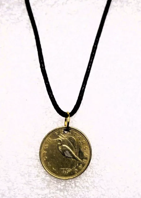 Coin Necklace/Pendant- Hungary  - 5 Forint - White Egret bird - Uniq Gift