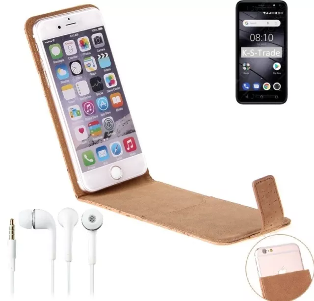Protective cover for Gigaset GS80 + earphones cork Flipstyle