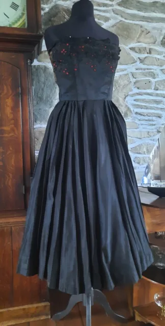 Vestido de noche original de colección de 1950 Reino Unido Xs 6