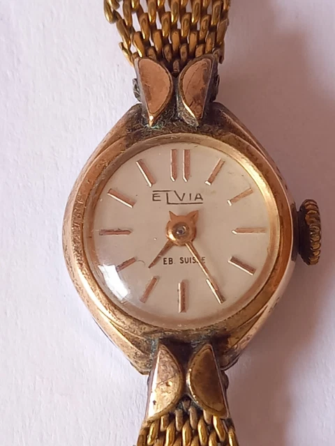 Montre Bracelet Femme Mécanique DUKE, Plaqué Or, Cadran Blanc Chiffres Arabes, Vintage