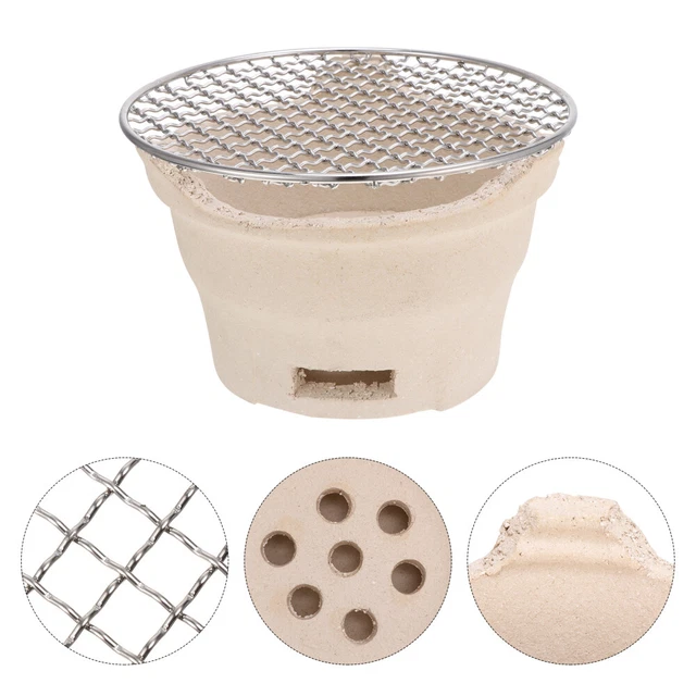 1 Set Holzkohlegrill im Freien Camping Barbecue Herd Keramikgrill mit Grillnetz