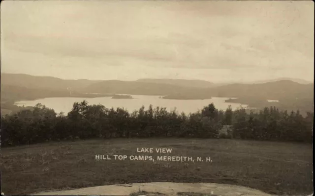 Meredith New Hampshire NH Hill Top Camps Lake View Real Photo Vintage Postcard