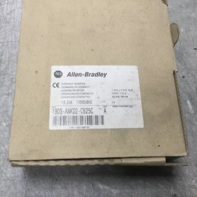 Allen Bradley 190S-ANKD2-CB25C COMPACT STARTER 0.75kW TYPE 2(110V50/60)