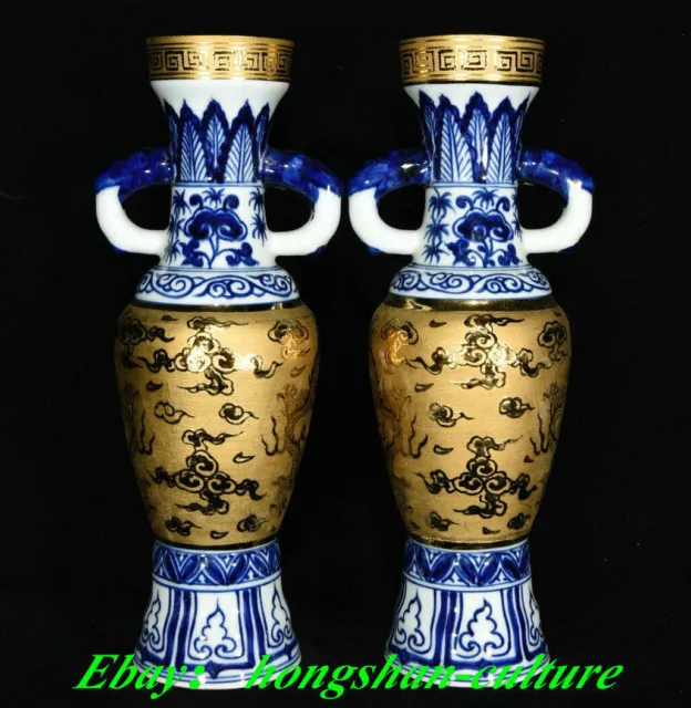 Ancienne paire de vases éléphant dragon en porcelaine blanche bleu Xuande 3
