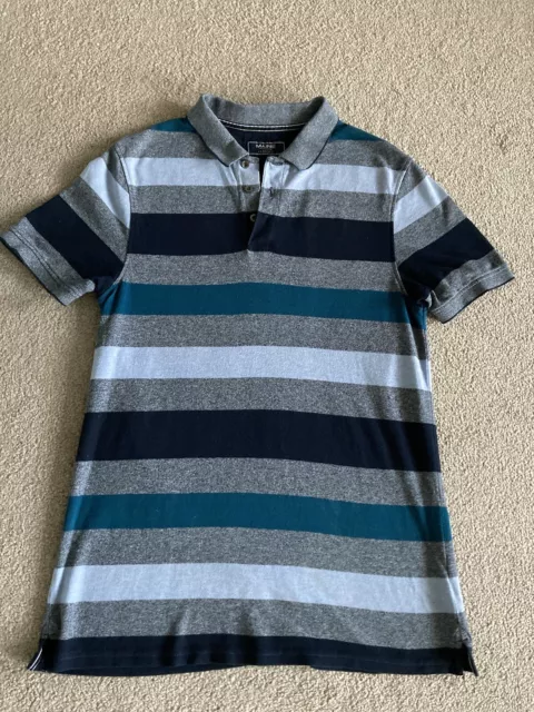 Mens (Maine )  Blue Mix Stripe Short Sleeve Polo Shirt Size S Fits Chest 36