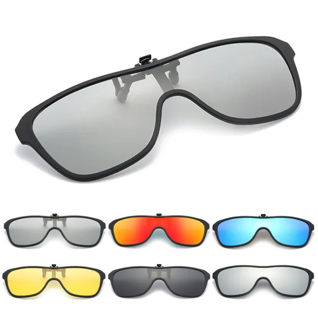 Polarized Clip On Sunglasses Over Prescription Glasses One Piece Design Flip Up