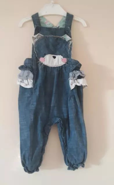 Baby Girl Cute Cat Face  Dungaree By Next size 9-12 mths