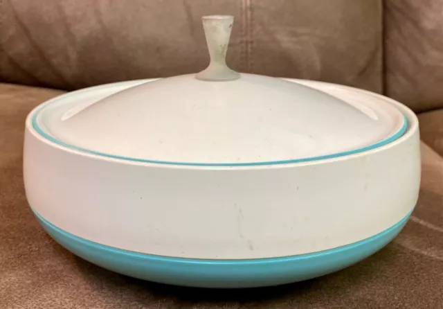 Vintage Bopp Decker Plastic Vacron Covered Bowl Serving Dish MCM Turquoise USA Vintage Bopp Decker Plastic Vacron Covered Bowl Serving Dish MCM Turquoise USA