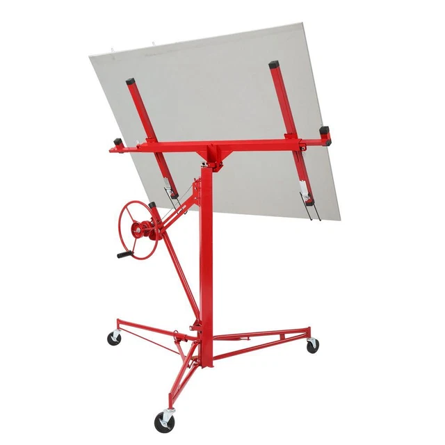 16FT Drywall Panel Hoist Dry Wall Rolling Caster Lifter Construction Tool Red
