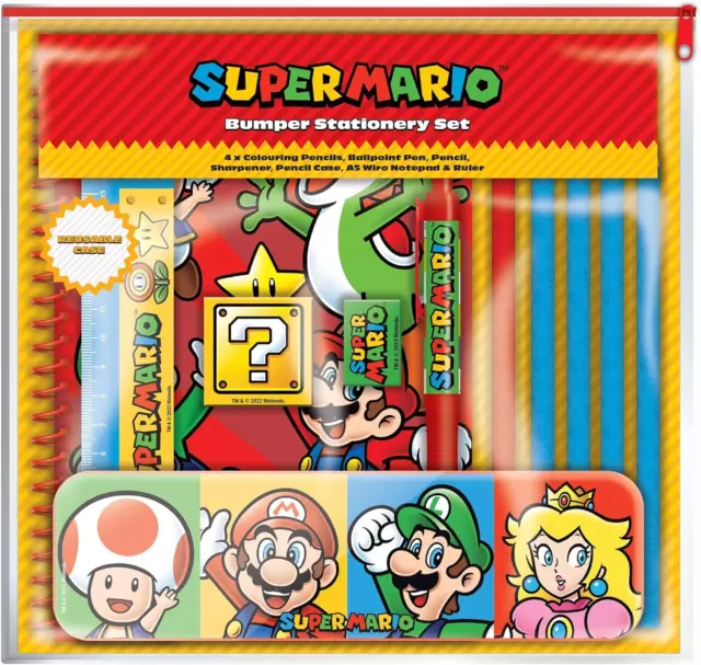 Super Mario Bumper Stationery Set (Core Colour Block Design) School Stationery S