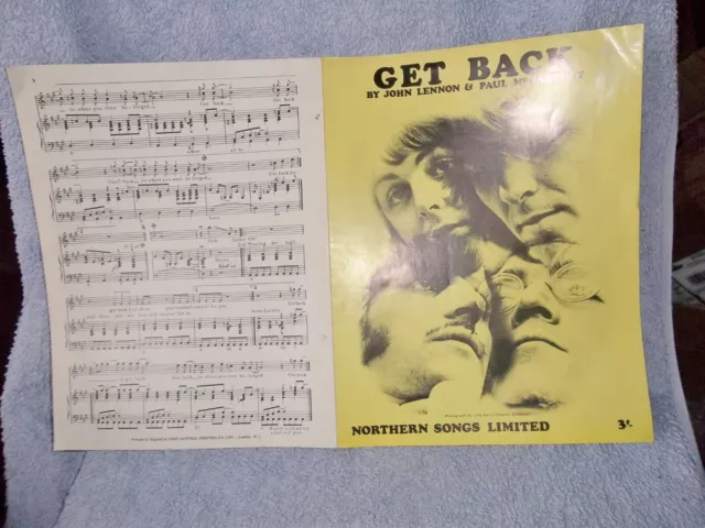 The Beatles Original Official Sheet Music 1969 Get Back Northern Soings Ltd. Fab