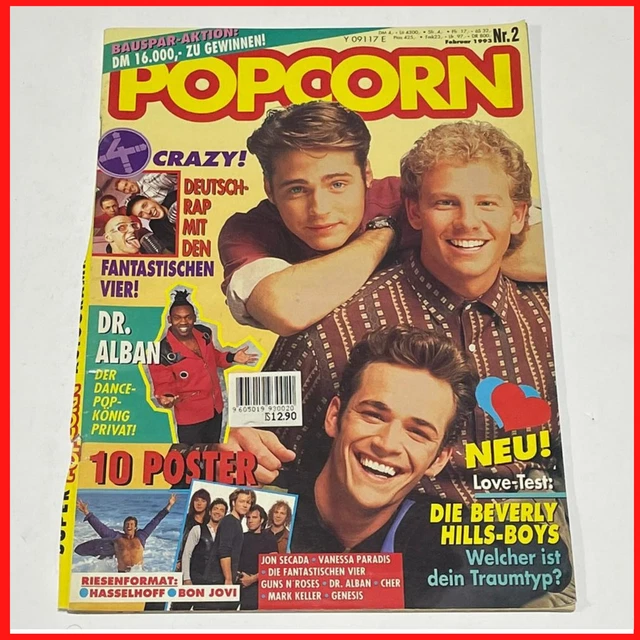Vintage Old POPCORN Germany Music Magazine,FEB 1993,Jason Priestley, Ian Ziering
