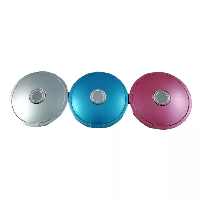 Miroir de Poche Double Rond 7,5 cm avec Clapet 3 Couleurs Rouge Bleu Argent 2