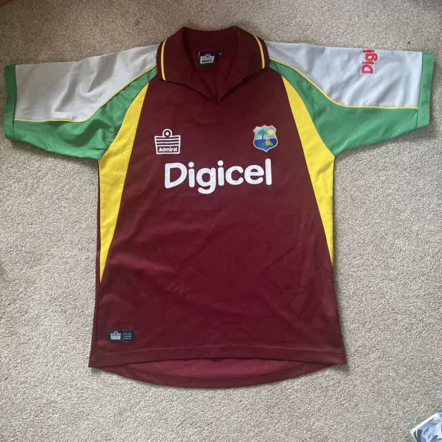 West Indies Cricket Burgundy Yellow Grey Green Kit Top Polo Shirt Mens