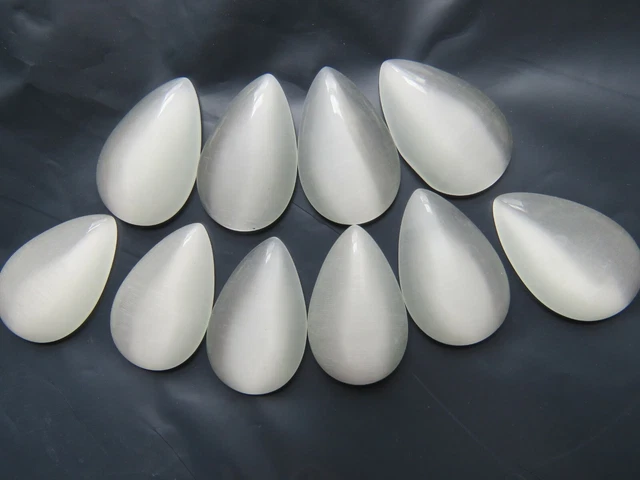 10 -  50 Cateye Glass Cabochons Flat Large Beads 34mm Craft Jewellery Making
