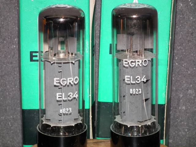 EL34 6CA7 RFT Rebranded ERGO Germany NOS NIB Platinum Matched Pair EL34 6CA7 RFT Rebranded ERGO Germany NOS NIB Platinum Matched Pair