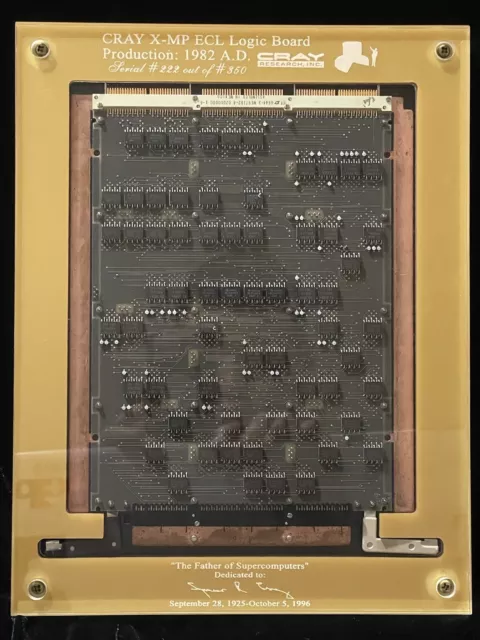 Cray X-MP SuperComputer ELC Board.  Package In 4 Sheets Of Lucite. Made In USA.