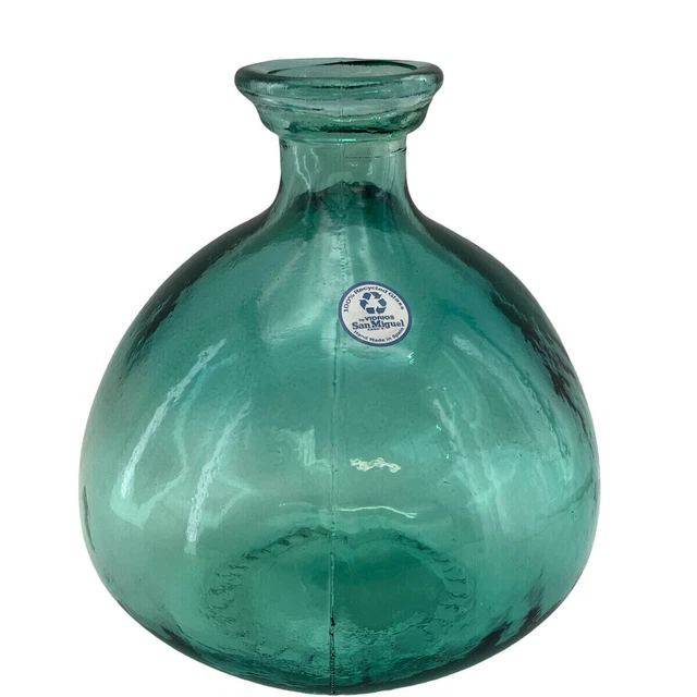 Vidrios San Miguel Vase Light Green Bulbous Opac Art Glass Spain Recycled Glass
