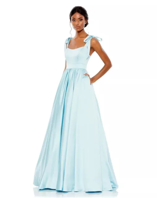 NWT Mac Duggal Tie Shoulder Sweetheart Ballgown Powder Blue SZ 10 Pockets 67981