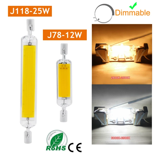 Dimmbare R7s LED COB Glühbirne 78mm 118mm 12W 25W Glas + Keramik T3 J Typ Lampe