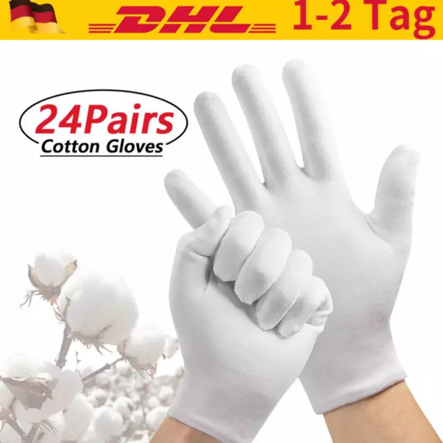 24 PaarBaumwollhandschuhe weiß Trikot Handschuhe Arbeitshandschuhe