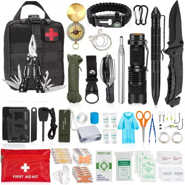 Emergency Survival Kit Professional Survival Gear Tool First Aid Kit 127Pcs