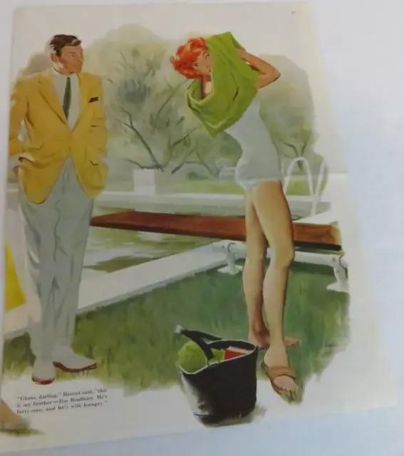 George Hughes Artist Illustration Magazine Clipping Red Head Woman Man Suit