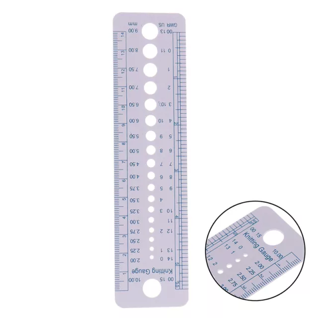 Knitting Accessories Needle Gauge Inch Sewing Ruler Tool CM 2-10mm Size Mea. HY2