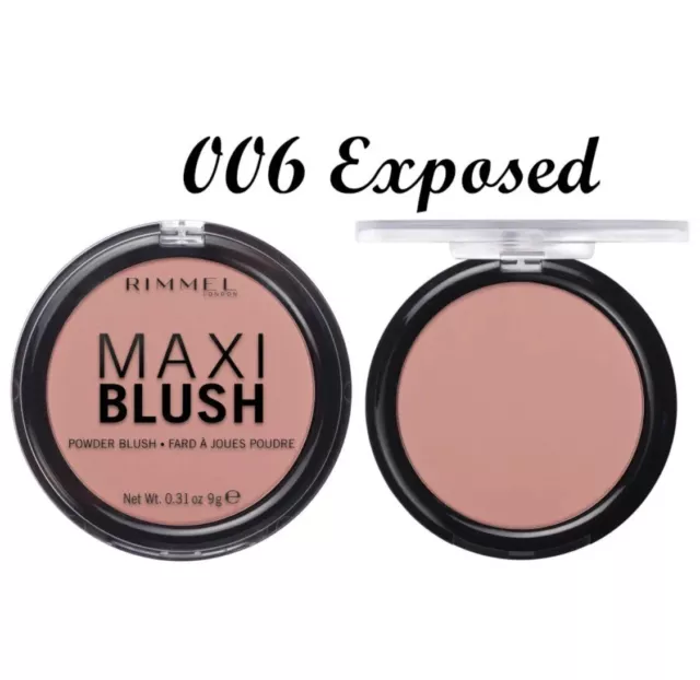 RIMMEL Maxi Blush Face Blusher Compact Pressed Powder 006 Exposed 9g New 2E