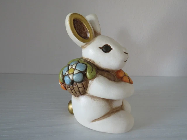 THUN Addobbo Pasquale 2023: Coppia Coniglietta Joy E Agnellino Con Fiore In Ceramica Decorata A Mano - 15,7x10,5x16 Cm