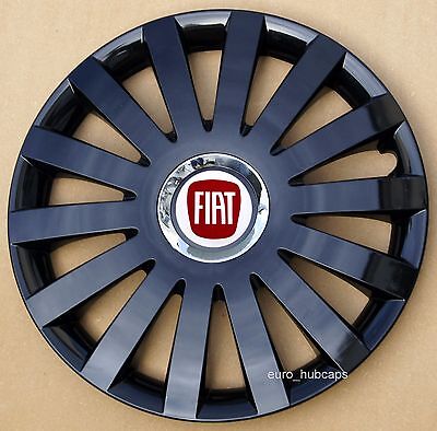Black 15" wheel trims, Hub Caps, Covers to fit Fiat Punto,Stilo (Quantity 4)