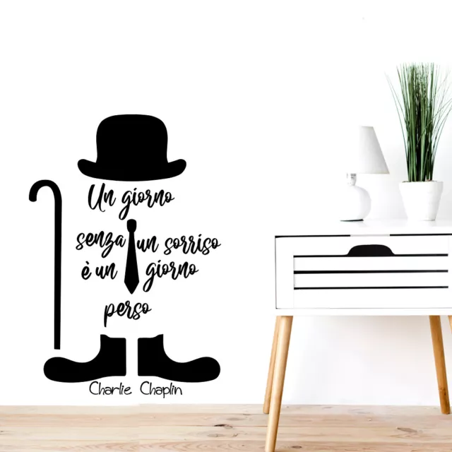 Adesivi murali frasi charlie chaplin da parete wall stickers adesivo per muro