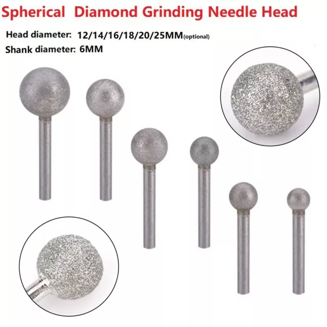 Nützlich Schleifnadelkopf Sphärisch Diamant Ersatz 6mm Metall Rund Schaft