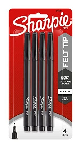 Wraps Pen, Fine Point, 4-Pack, Black (1924213)