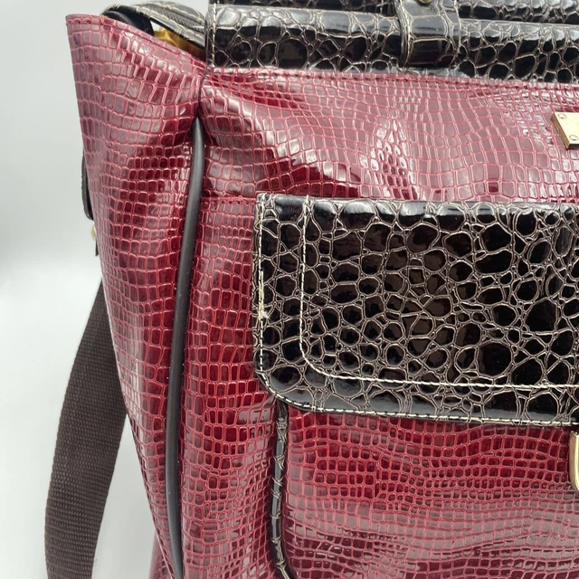 Samantha Brown Croco-Embossed Dowel Travel Bag (Wine) Weekender Tote 3
