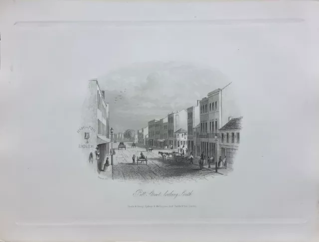 "PITT STREET, SYDNEY, LOOKING SOUTH", Original engraving antique print 1855