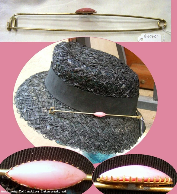 Chapeau De Deuil Vintage Rare - Style Bibi Avec Voile - Felt Noir - Collection Curiosité - Occasion