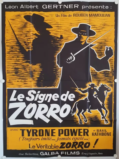 Affiche Cinéma LE SIGNE DE ZORRO 1940 Ressortie MAMOULIAN - 120x160