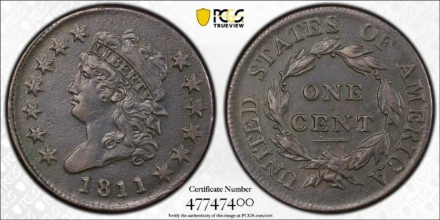 1811 Classic Head Large Cent 1c STUNNING HIGH GRADE PCGS AU Details #70153