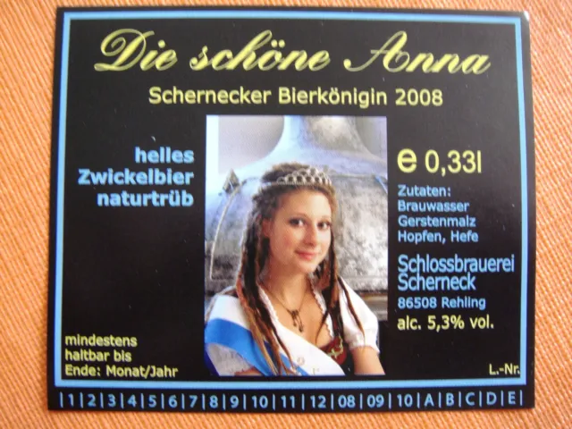 GERMANY beer label - Schlossbrauerei Scherneck with woman