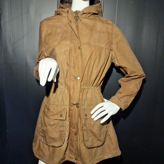 BARBOUR LADIES DURHAM Wax Jacket Size 18 Brown Hooded Lined Full Zip Lightweight 64.95 PicClick UK