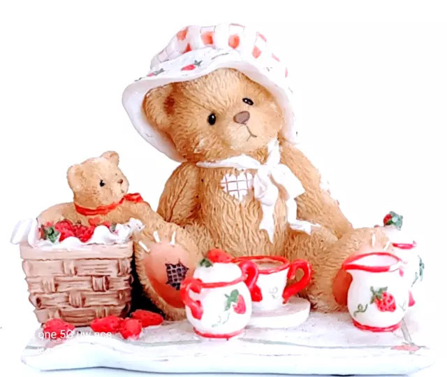 1995 Cherished Teddies Thelma "Cozy Tea For Two" Enesco 156302 Strawberry Picnic