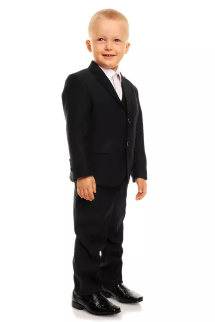 Black 5 Piece Boy Suits Boys Wedding Suit Page Boy Party Prom 2-12 Years